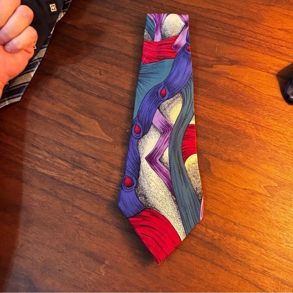 VTG Miles Davis Abstract Art 100% Silk Tie Made in USA Jazz Necktie 58x3.75”